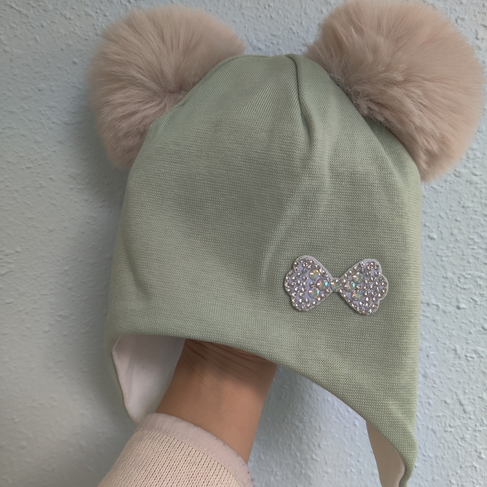 Mint Green Kids Pom-Pom Hat